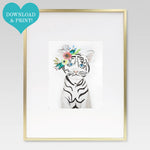Boho Baby Tiger Cub Watercolor Print 8 x 10 Downloadable - Lindsay Ann Artistry