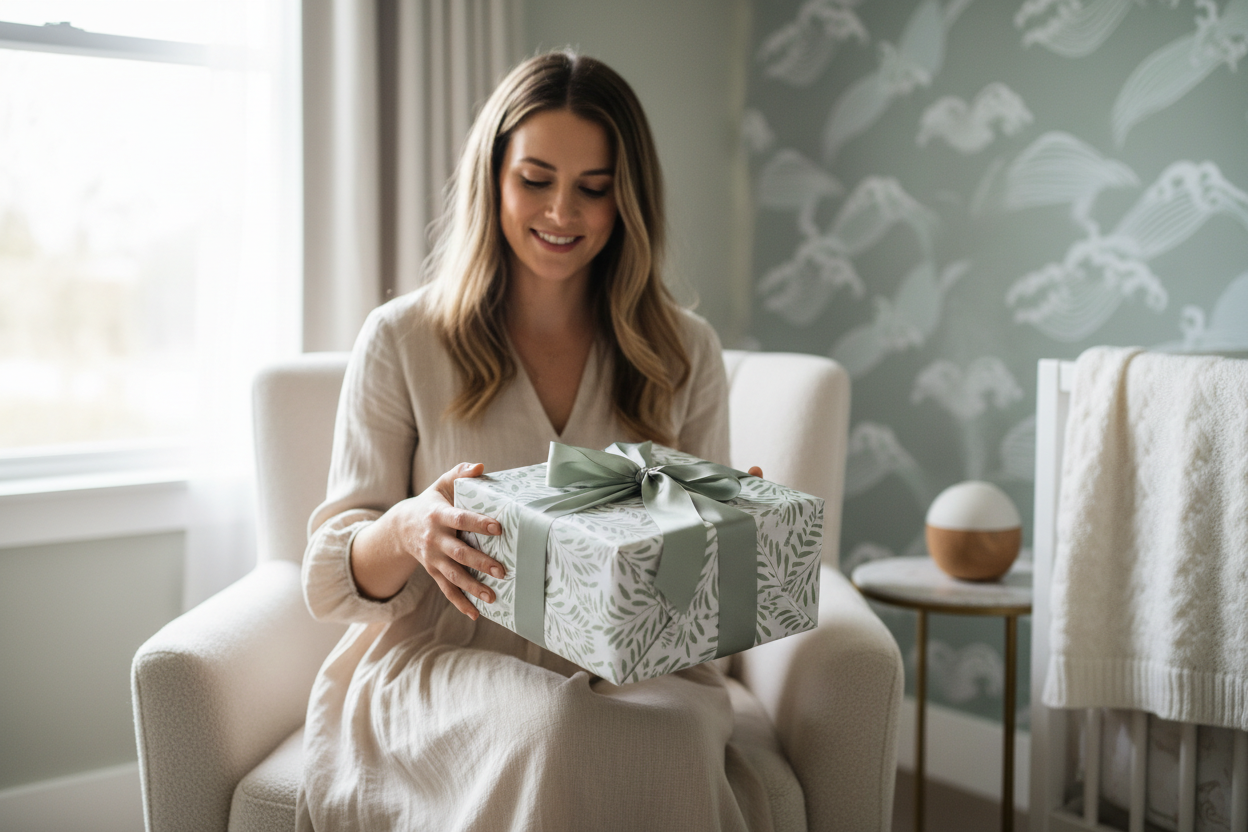 mother receiving a gift for mother's day