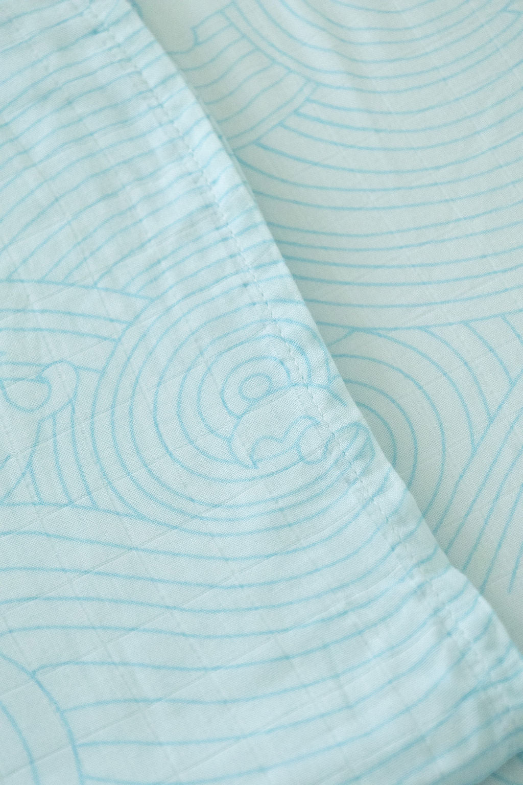 Organic Bamboo Cotton Muslin Swaddle Blanket in Crashing Sea Waves