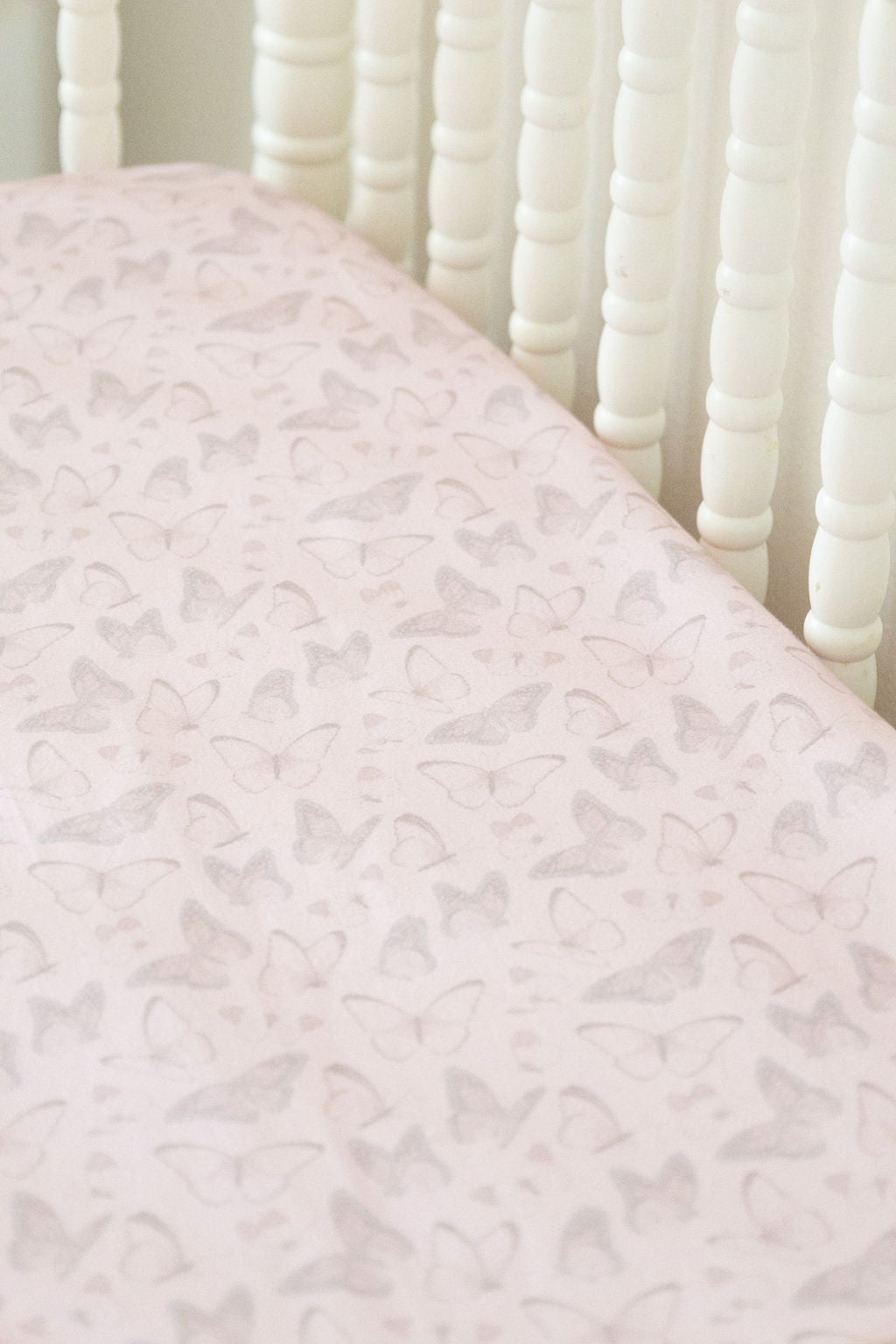 Organic Cotton Jersey Crib Sheet in Butterfly Dreamscape