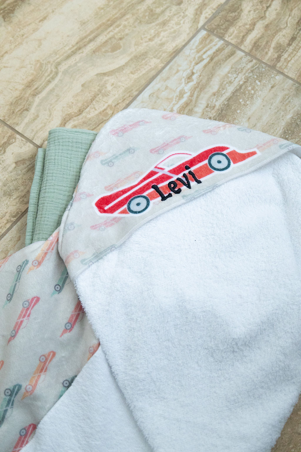 Zoomies Race Car Hooded Baby Towel