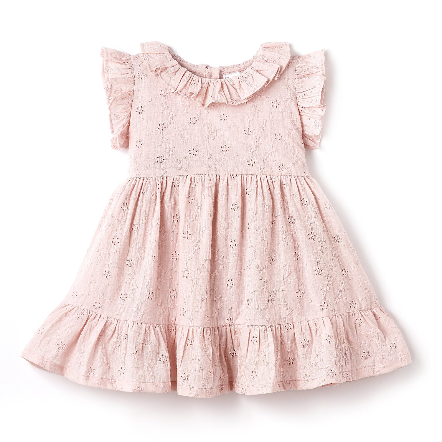 Eyelet Girl's Pink Cotton Dress for Special Occasions