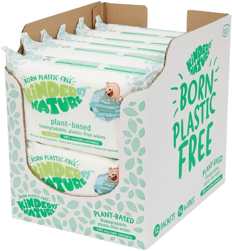 Kinder by Nature 100% Biodegradable Plant-Based Baby Wipes - 672 Count (12 packs of 56 wipes)