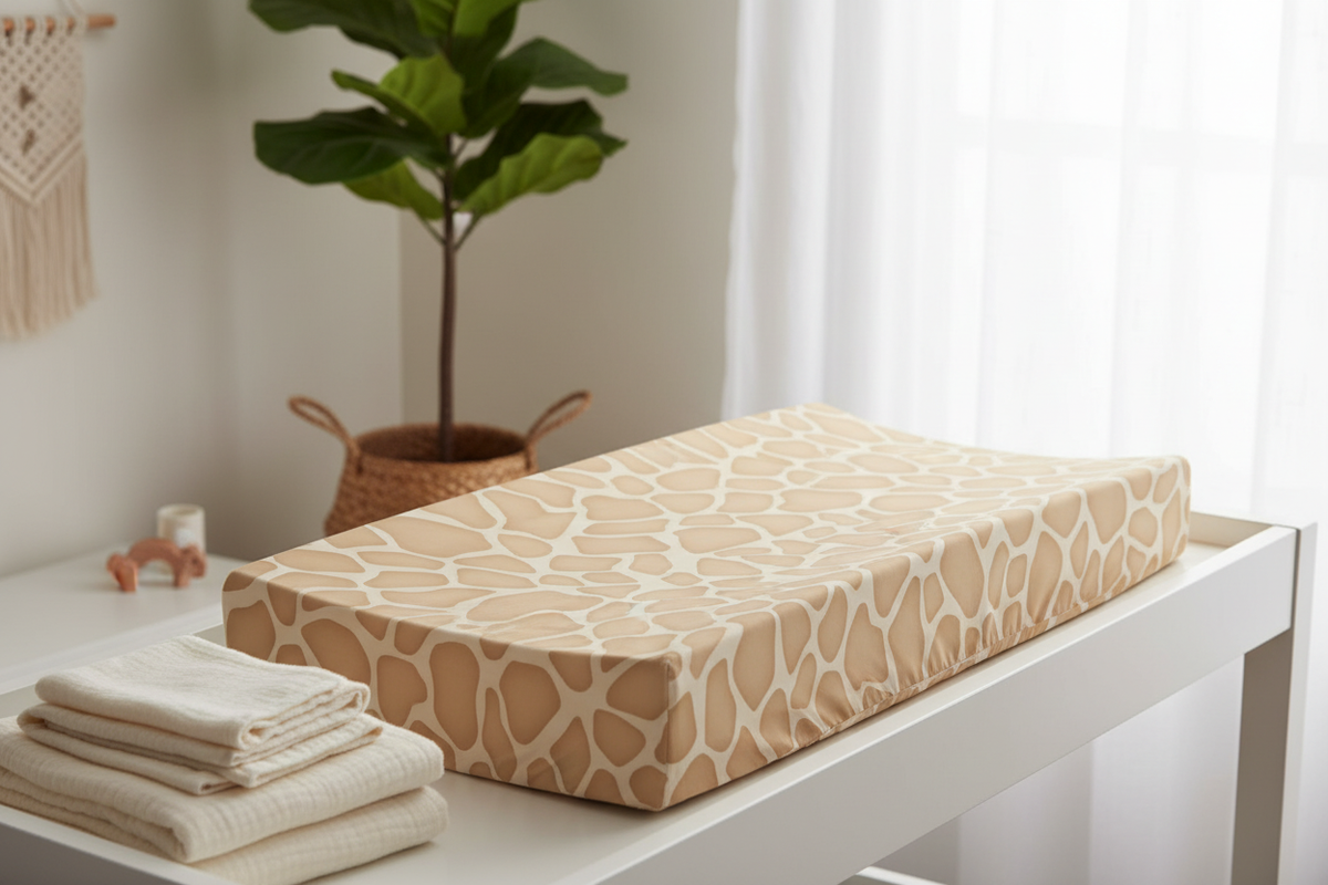 Giraffe Print Changing Pad Cover - Nursery Lifestyle