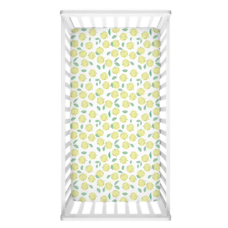 Apple of My Eye Crib Sheets, Kitchen Inspired Nursery, Fruit Nursery Theme - Lindsay Ann Artistry