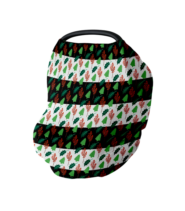 Trees & Holly Car Seat Cover, Nursing Cover for Christmas Baby